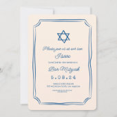 Blue Whimsical Handwriter Bar Mitzvah Einladung (Vorderseite)