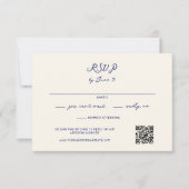 Blue Whimsical Handwriting Wedding QR Code RSVP Karte (Vorderseite)