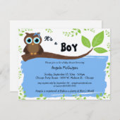 Blue Whimsical Owl Baby Dusche einladen Einladung (Vorne/Hinten)