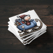 Blue Whimsical Polar Bear Sled | Christmas Magnet
