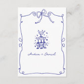 Blue Whimsical Quirky Hand gezeichnete Hochzeitsde Begleitkarte (Rückseite)