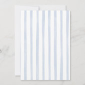 Blue Whimsical Stripe Boy Baseball Baby Dusche Einladung (Rückseite)