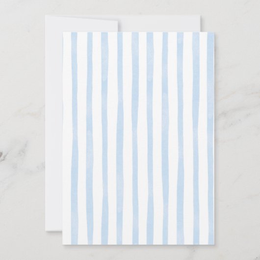 Blue Whimsical Stripes Cold Outside Baby Shower Einladung (Rückseite)