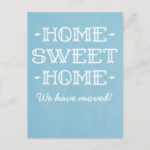 Blue Whimsical Zuhause Sweet Zuhause Postcard Ankündigungspostkarte