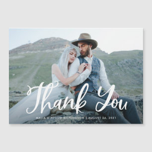 Blue Whimsy   Rustic Wedding Foto Vielen Dank Magnetkarte