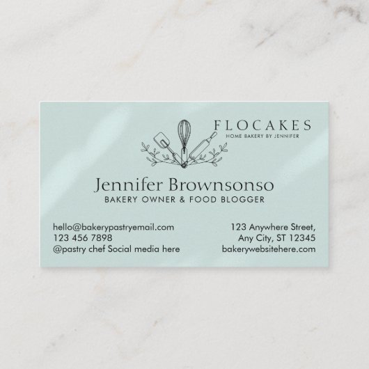 Blue Whisk Konditorei Koch Zuhause Bäckerei Café K Visitenkarte (Rückseite)