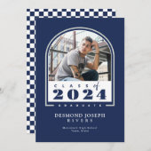 Blue White 2024 Modern Arch Foto Abschluss Ankündigung (Vorne/Hinten)