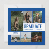 Blue & White 6 Foto Abschluss Einladung (Vorderseite)
