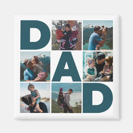 Blue & White 6 Foto Collage Vater Magnet (Vorne)