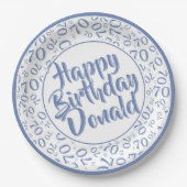 Blue/White 70th Random Number Pattern Pappteller (Vorderseite)