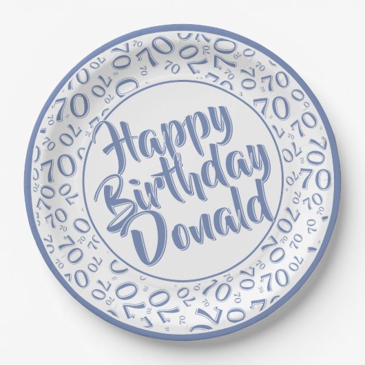 Blue/White 70th Random Number Pattern Pappteller (Vorderseite)