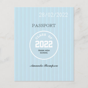 Blue & White Abschluss Passport Foto Einladung Flyer