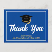 Blue White Abschluss Personalisiert Vielen Dank Postkarte (Vorderseite)