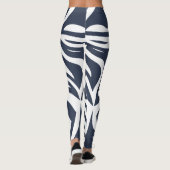 Blue White Abstrakt Zebra Print Frauen Leggings (Rückseite)