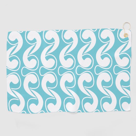 Blue White Abstrakte Kunst Golfhandtuch (Horizontal)