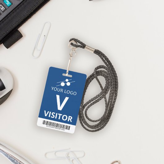 Blue White Add Your Logo Bar Code Besucher Ausweis