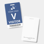 Blue White Add Your Logo Bar Code Besucher Ausweis (Vorder- & Rückseite)
