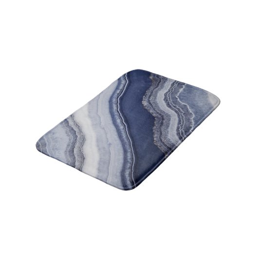 Blue White Agate Marble Badematte (Schrägansicht)