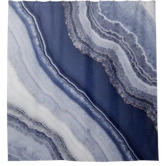 Blue White Agate Marble Duschvorhang (Vorderseite)