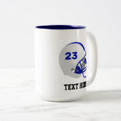 Blue & White American Football Helmet Zweifarbige Tasse (VorderseiteRechts)