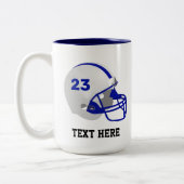 Blue & White American Football Helmet Zweifarbige Tasse (Links)