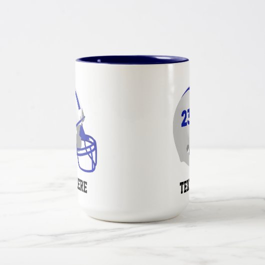 Blue & White American Football Helmet Zweifarbige Tasse (Mittel)