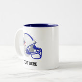 Blue & White American Football Helmet Zweifarbige Tasse (Vorderseite Links)