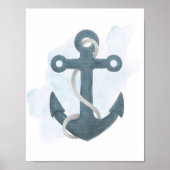 Blue White Anchor Nautical Ocean Theme Poster (Vorne)