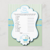 Blue, White and Mint Green Baby Dusche - Scramble Flyer (Vorne)
