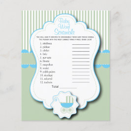 Blue, White and Mint Green Baby Dusche - Scramble Flyer