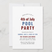 Blue White and Red 4. Juli Pool Party Einladung (Vorderseite)