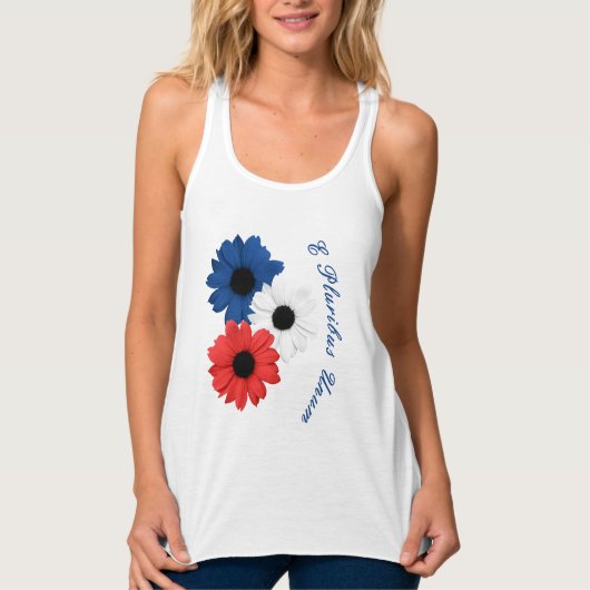 Blue White and Red Daisies  E Pluribus Unum Tank Top (Vorderseite)