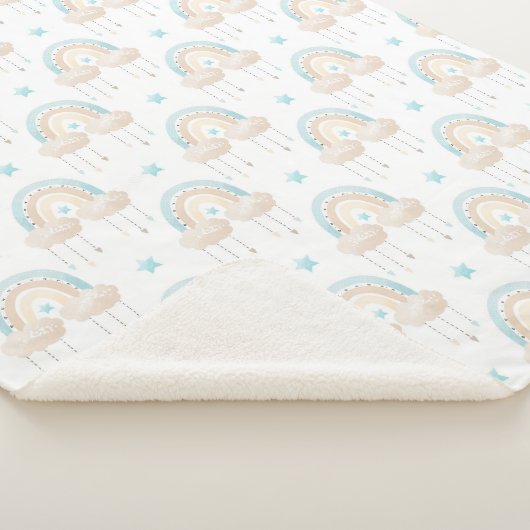 Blue White and Tan Clouds and Rainbows Baby Boy Sherpadecke (3/4)