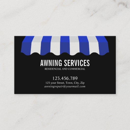 Blue White Awning Services Reinigung Beruflich Visitenkarte (Vorderseite)