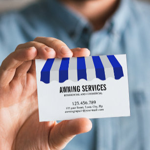 Blue White Awning Services Reinigung Beruflich Visitenkarte