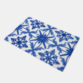 Blue White Azulejo Tile Floral Pattern Fußmatte (Schrägansicht)