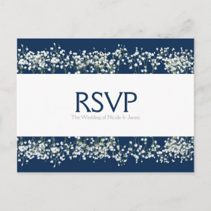 Blue & White Babys Atem Wedding RSVP Card Einladungspostkarte