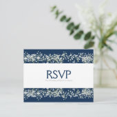 Blue & White Babys Atem Wedding RSVP Card Einladungspostkarte (Stehend Vorderseite)