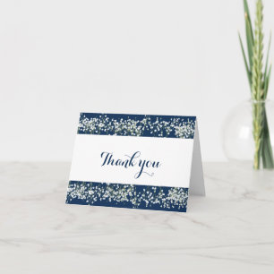 Blue & White Babys Breath Wedding Vielen Dank Dankeskarte