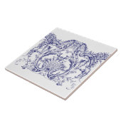 Blue & White Barock Rokoko Cartouche Frieze Fliese (Seite)