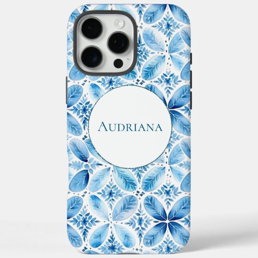 Blue White Batik Floral Case-Mate iPhone Hülle (Rückseite)