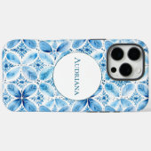 Blue White Batik Floral Case-Mate iPhone Hülle (Rückseite (Horizontal))
