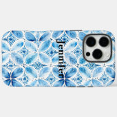 Blue White Batik Floral Case-Mate iPhone Hülle (Rückseite (Horizontal))