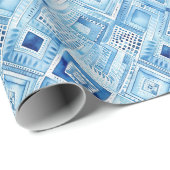 Blue White Batik Square Jewel Geschenkpapier (Rolleneckpunkt)