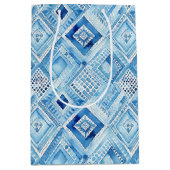 Blue White Batik Square Jewel Mittlere Geschenktüte (Vorderseite)