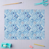 Blue White Batik Square Jewel Seidenpapier (Basteln)