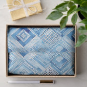Blue White Batik Square Jewel Seidenpapier (Geschenk)