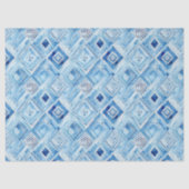 Blue White Batik Square Jewel Seidenpapier (Vorderseite)