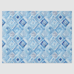 Blue White Batik Square Jewel Seidenpapier
