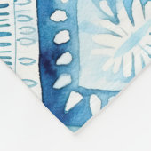Blue White Batik Squares Fleecedecke (Ecke)